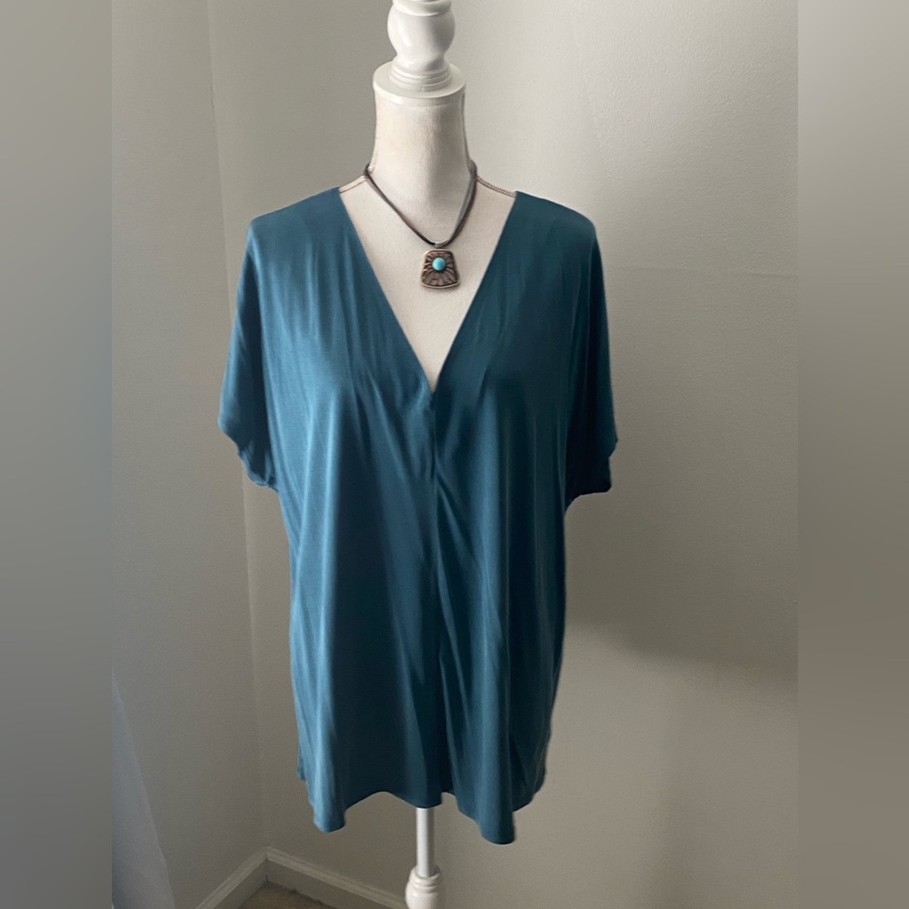 Time and Tru Teal V-Neck Blouse
